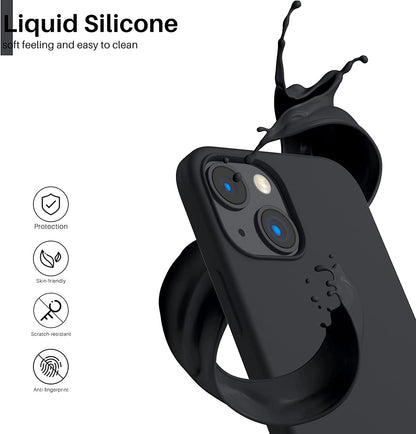 Compatible with Iphone 13 Mini Case, Slim Liquid Silicone 3 Layers Full Covered Soft Gel Rubber Phone Cover with Microfiber Lining 5.4 Inch-Midnight