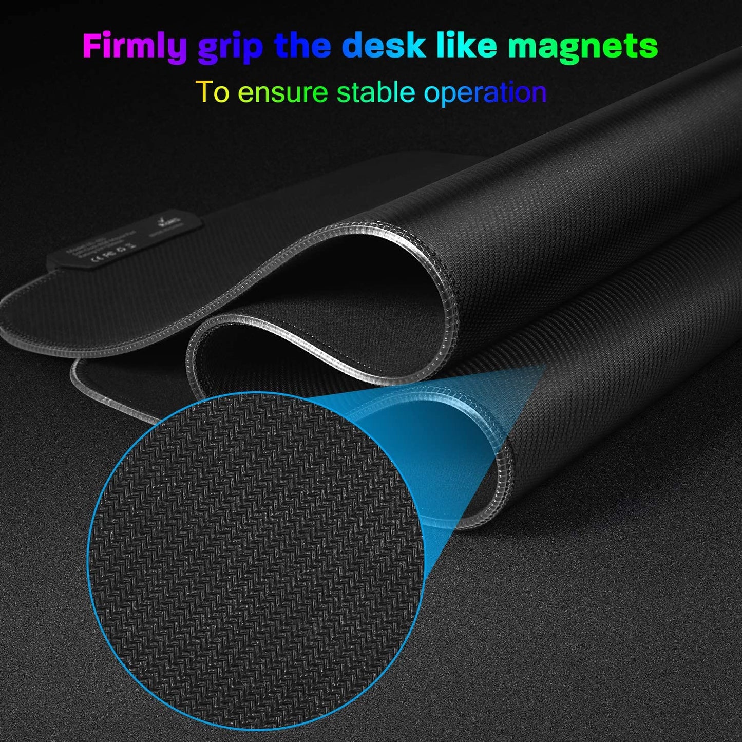 RGB Gaming Mouse Pad, 15 Light Modes LED Soft Extra Extended Large Mousepad, Non-Slip Rubber Base Computer Keyboard Mouse Mat with Durable Stitched Edges- 31.5 X 12 Inch (RGB Black)