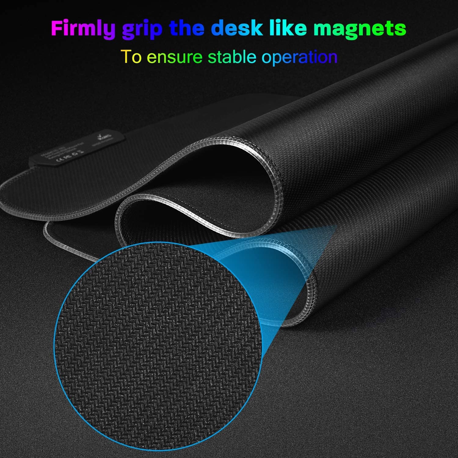 RGB Gaming Mouse Pad, 15 Light Modes LED Soft Extra Extended Large Mousepad, Non-Slip Rubber Base Computer Keyboard Mouse Mat with Durable Stitched Edges- 31.5 X 12 Inch (RGB Black)