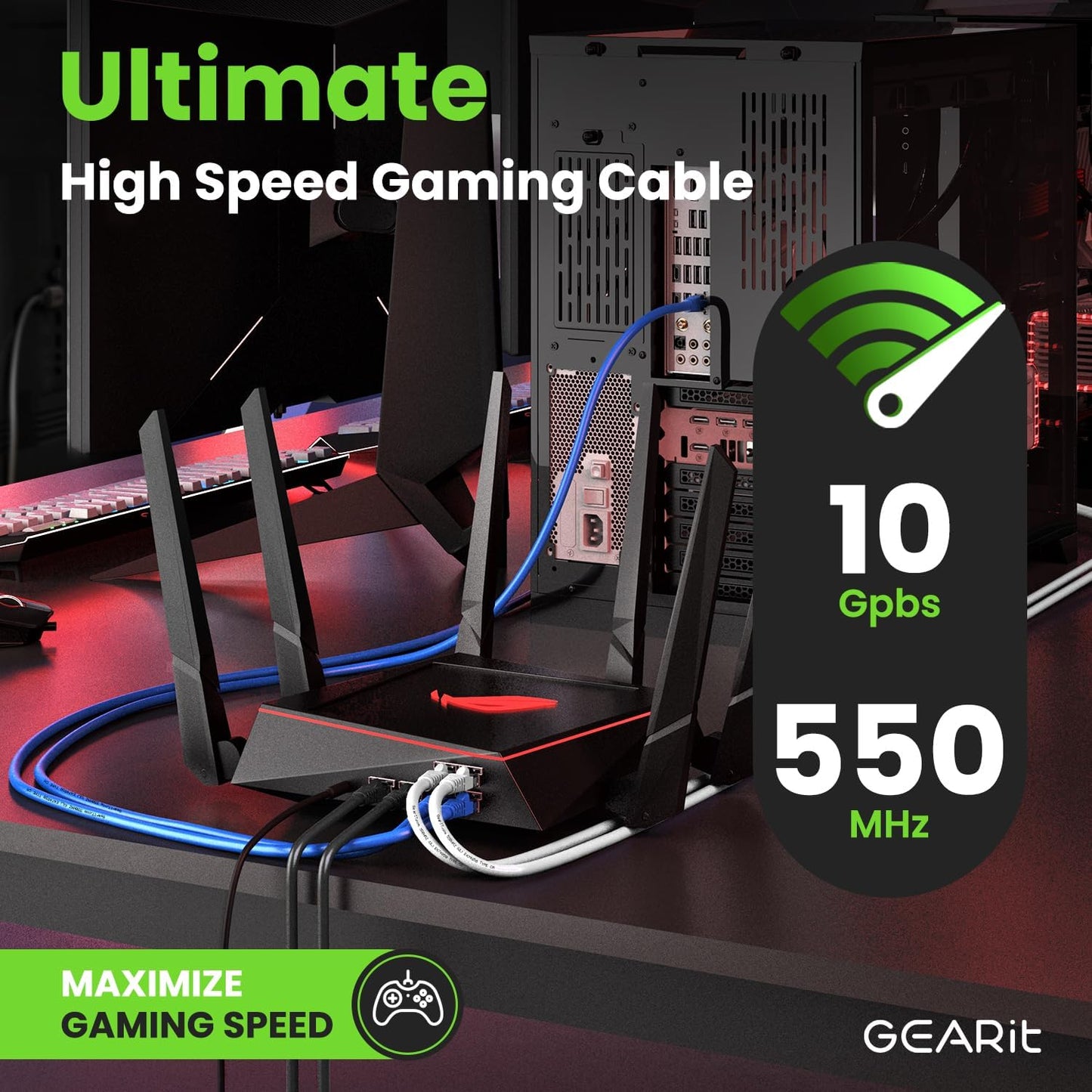 Cat 6 Ethernet Cable Pack - 24-Pack 5 Ft Cat6 Ethernet Patch Cables | RJ45 Network Patch Cable, 10 Gbps Snagless Gold-Plated Connectors - Ethernet Cable Cat 6 for PC, TV, Router - Black