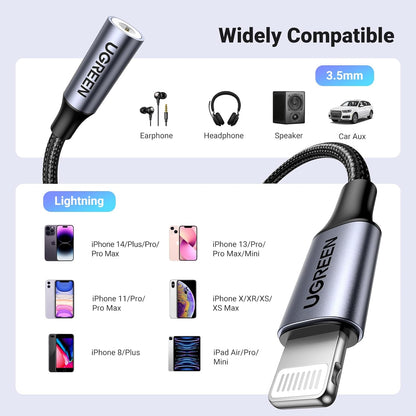 Headphone Adapter for Iphone Lightning to 3.5Mm Adapter Apple Mfi Certified Lightning Aux Audio Jack Dongle Compatible with Iphone 14 Pro Max/14 Plus/13 12 11 Pro Max/Se/Xs, Grey